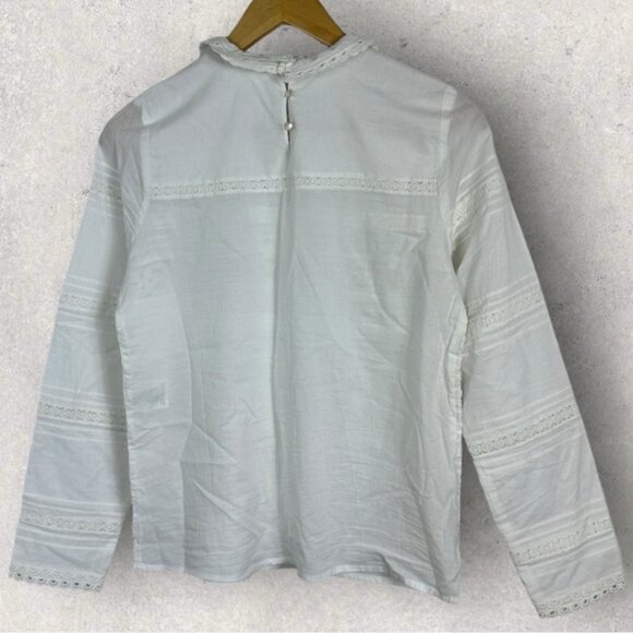 Sezane Tinai Blouse Ecru White Size 36 French US 4 Top Lace Crochet Minimalist - Picture 14 of 16